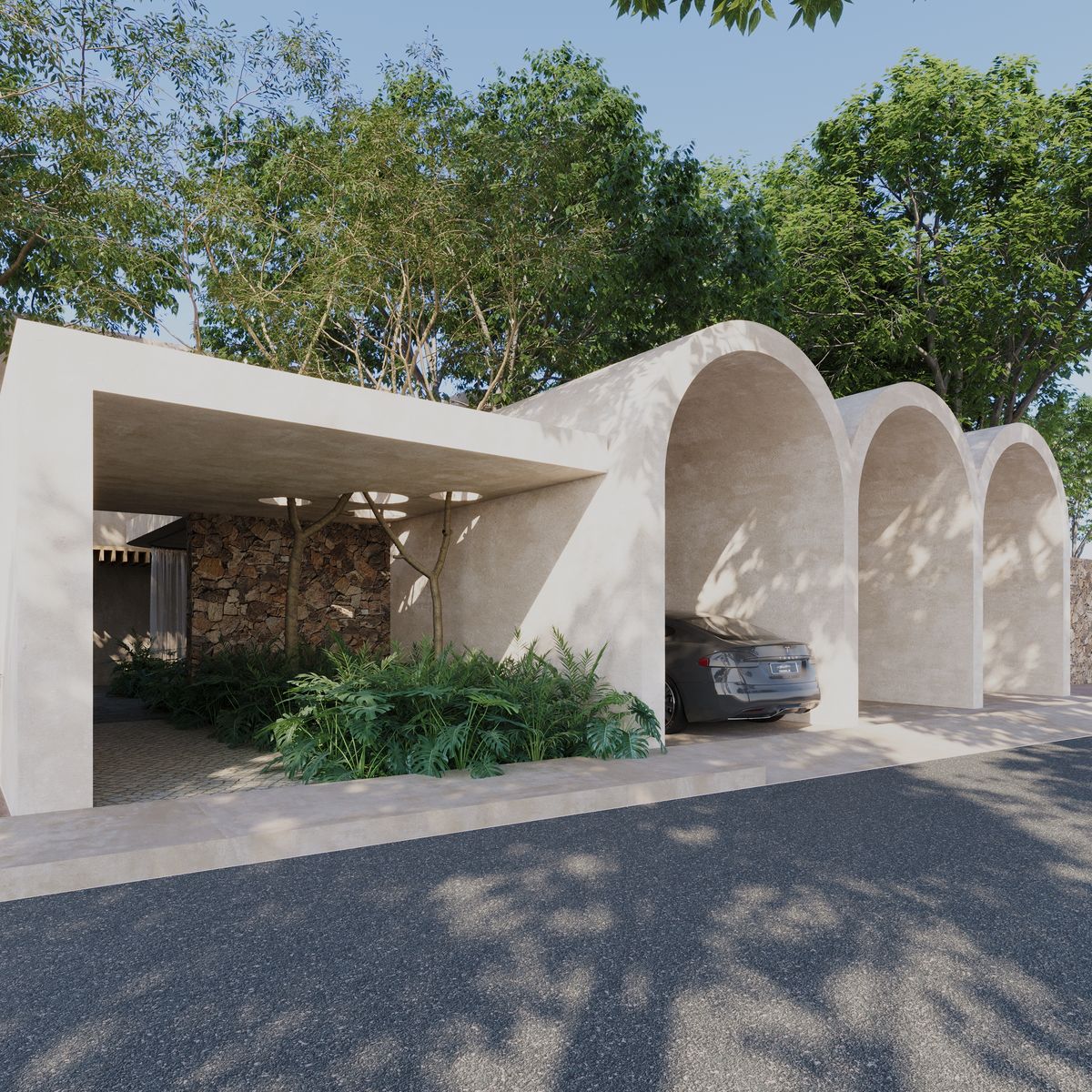 Casa Aether, bóvedas de cañón en el acceso