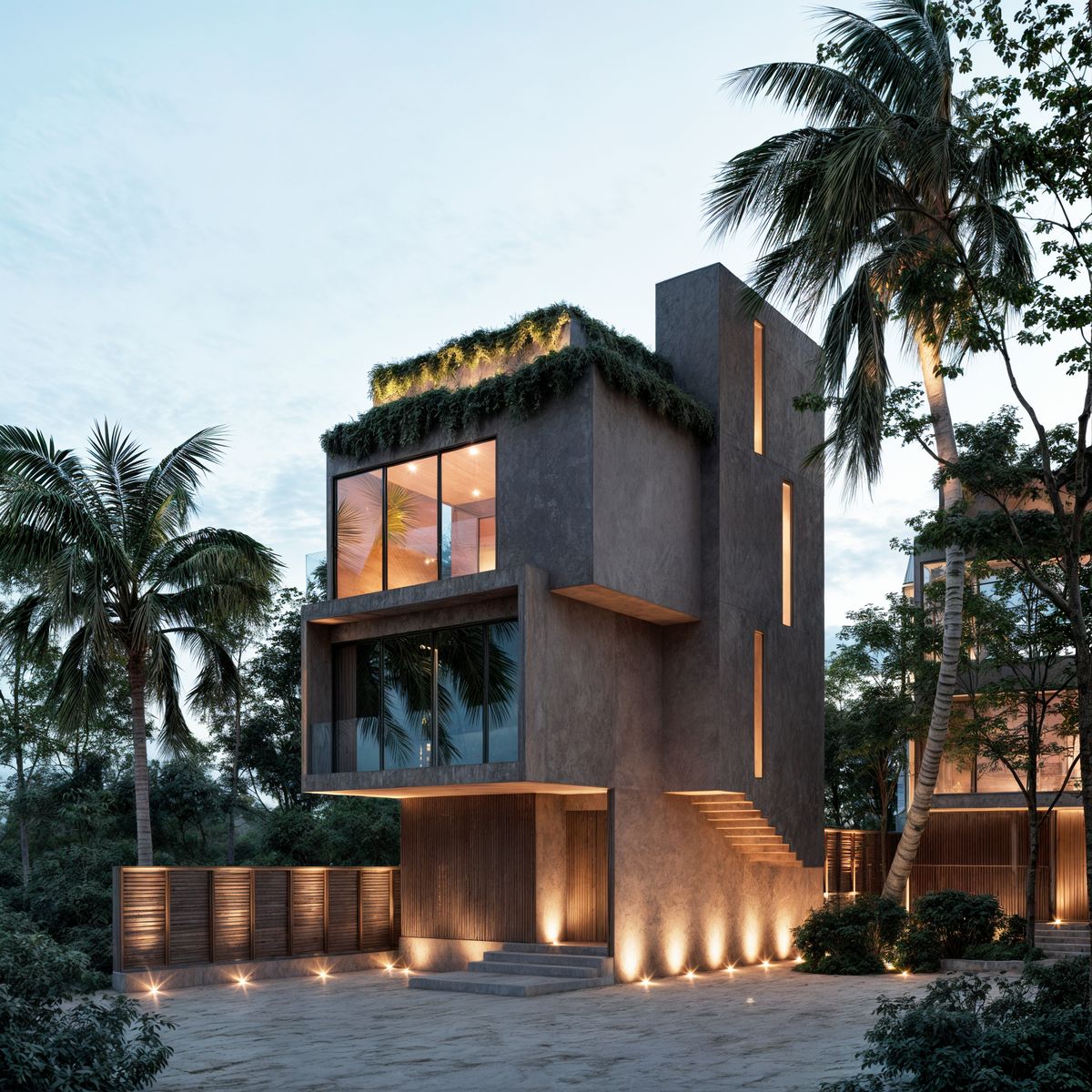 Villas Paraíso Sisal, fachada iluminada